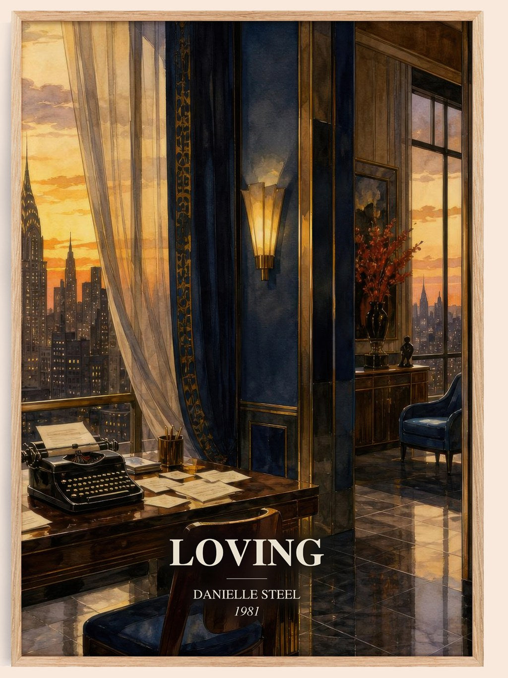 Loving watercolour book poster by Danielle Steel – framed literary art print