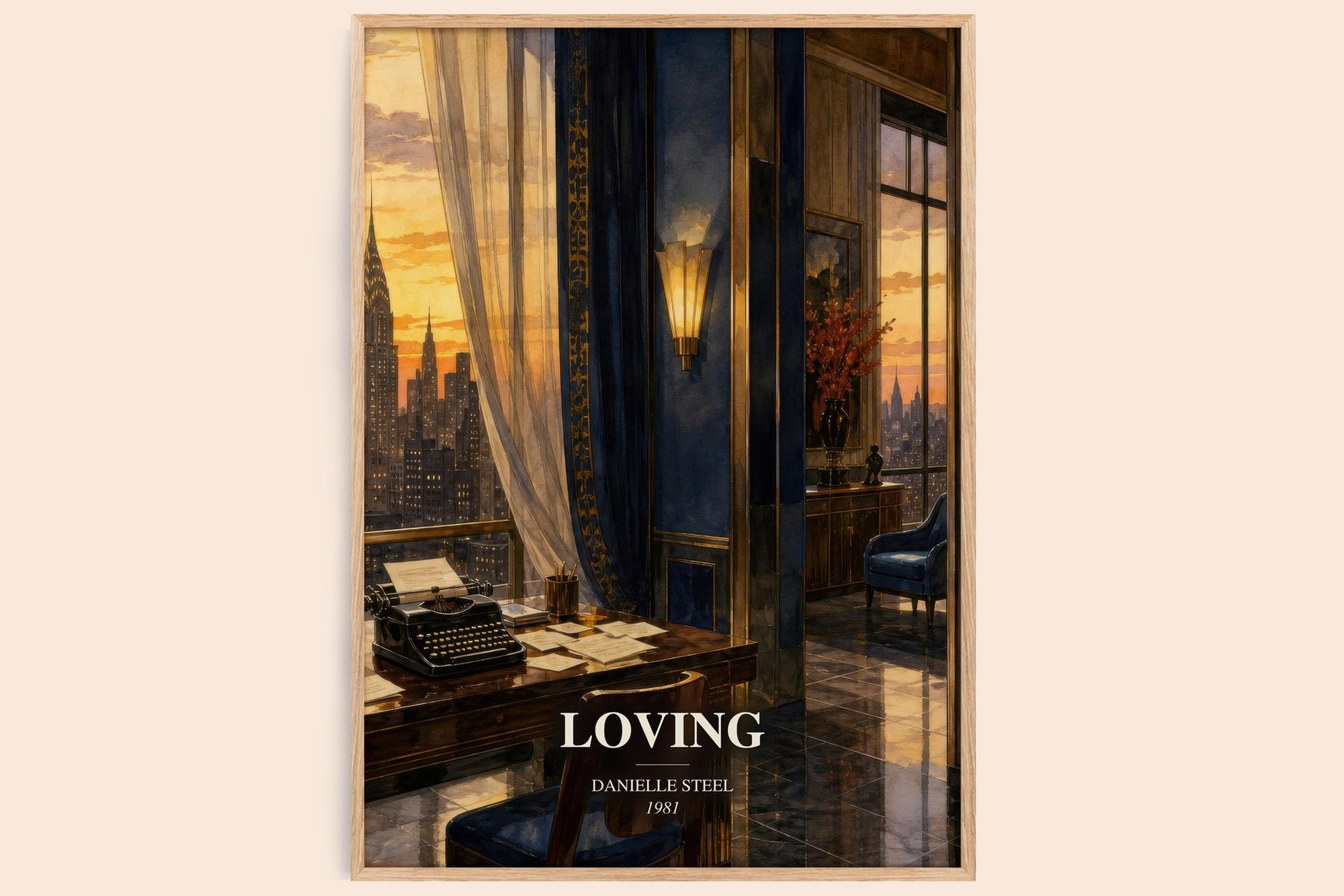 Loving watercolour book poster by Danielle Steel – framed literary art print