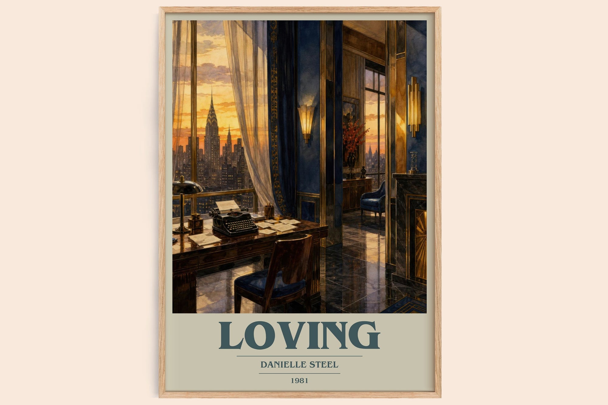 Loving book cover book poster by Danielle Steel – framed literary art print