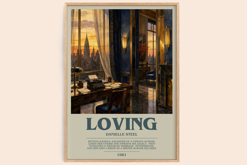 Loving bookish book poster by Danielle Steel – framed literary art print