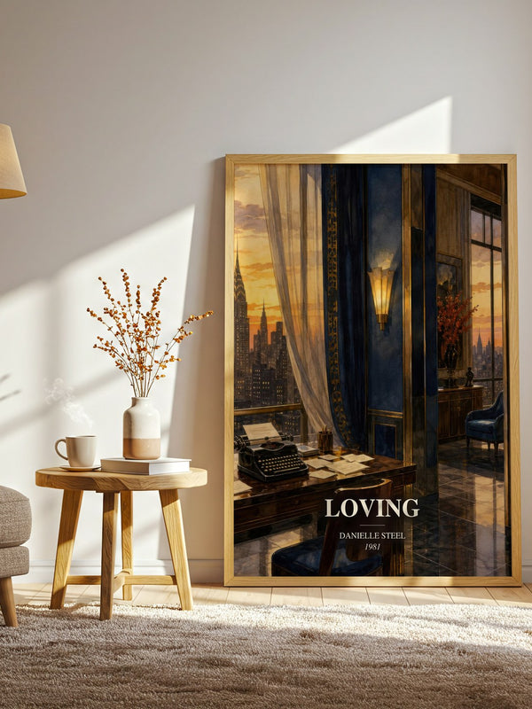 Loving watercolour print in frame leaning in hallway – romance wall art