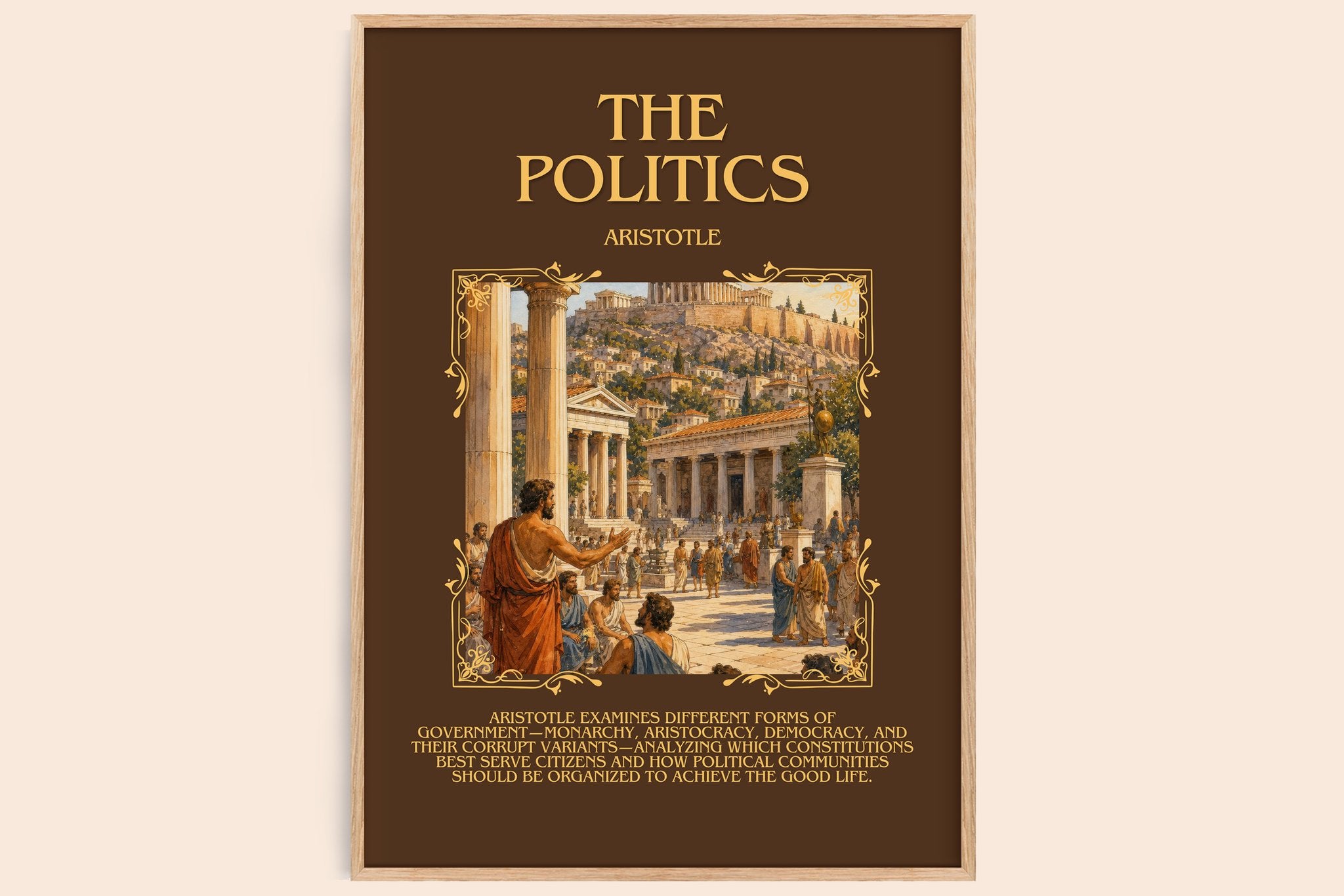 The Politics Minimalist Book Poster by Aristotle