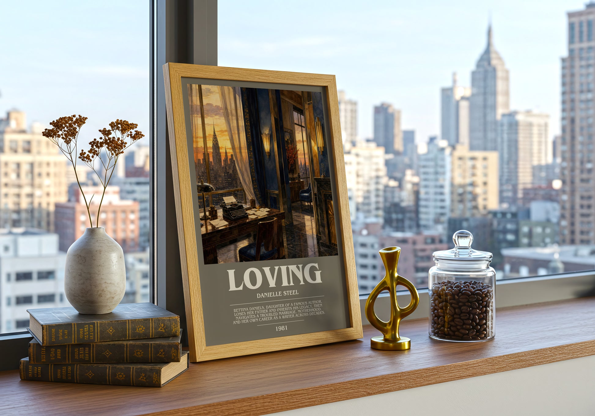 Loving bookish print framed by window – literary home decor