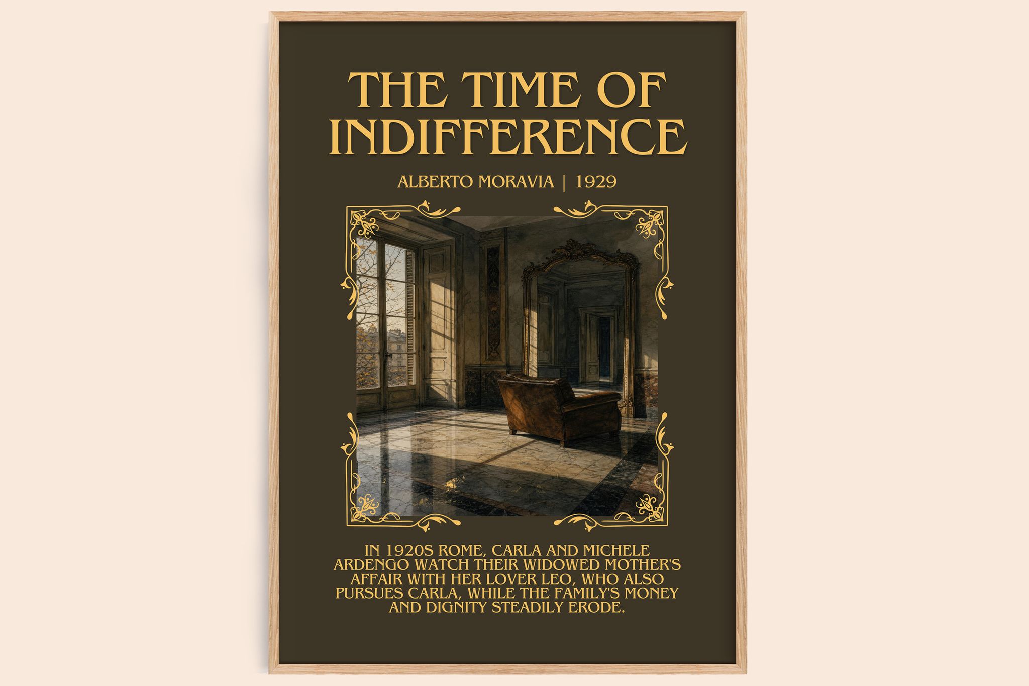 The Time of Indifference Minimalist Book Poster by Alberto Moravia
