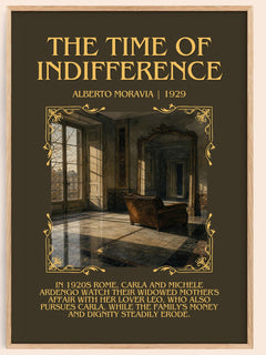 The Time of Indifference Minimalist Book Poster by Alberto Moravia – book poster