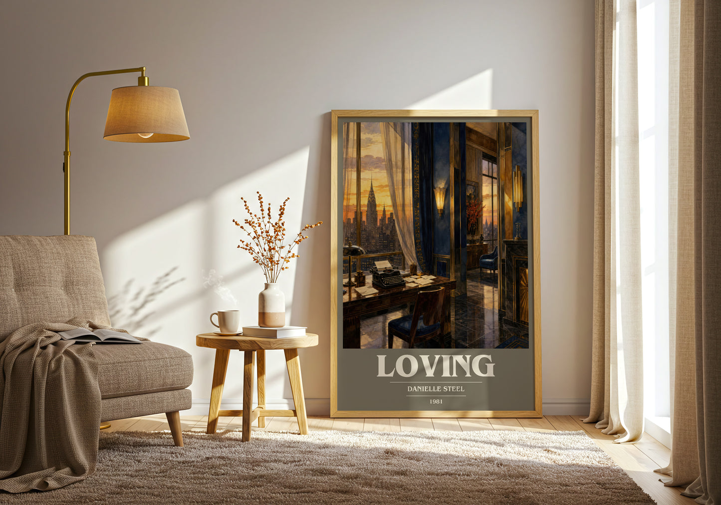 Loving book cover print on bookshelf – Danielle Steel fan gift