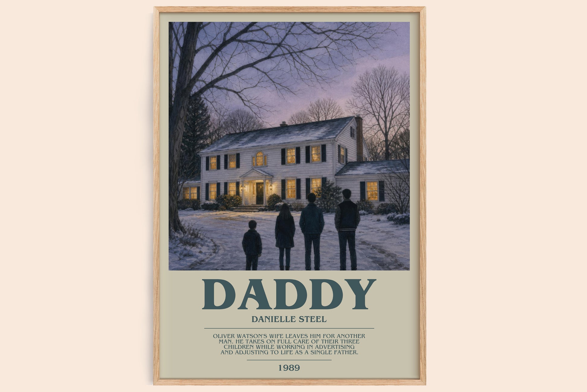 Daddy bookish book poster by Danielle Steel – framed literary art print
