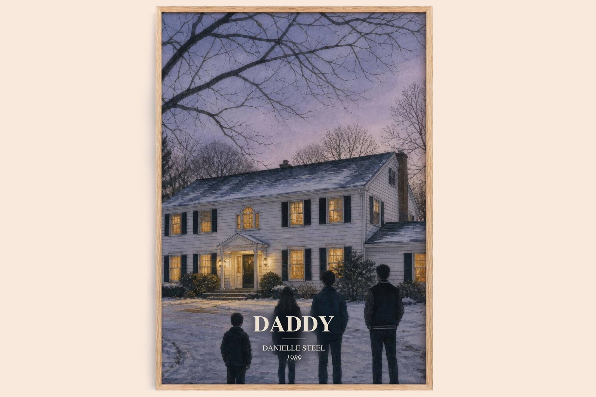 Daddy watercolour book poster by Danielle Steel – framed literary art print