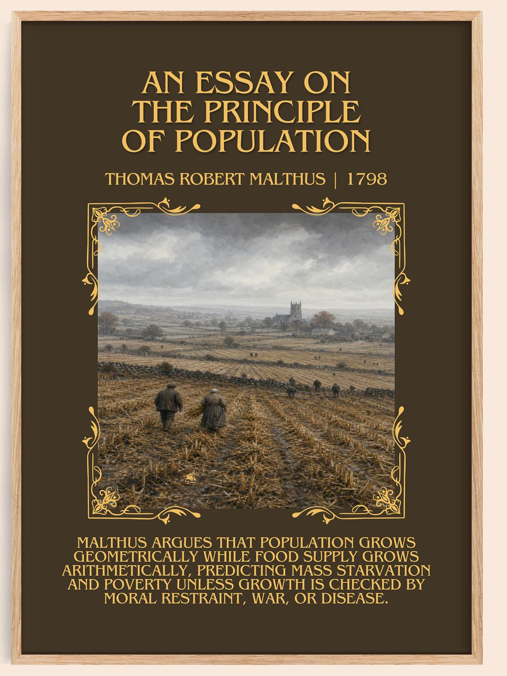 An Essay on the Principle of Population Minimalist Book Poster by Thomas Robert Malthus – book poster