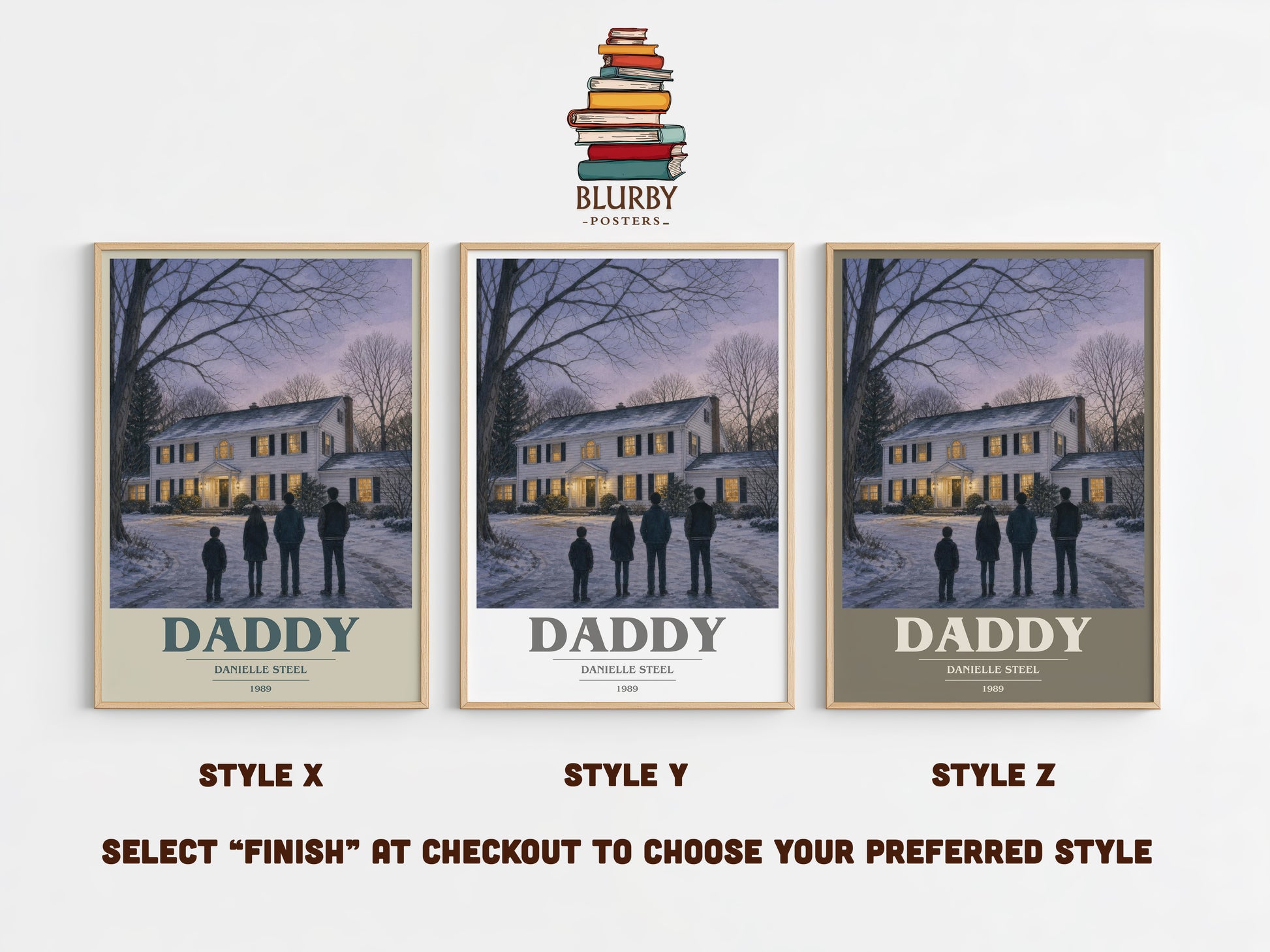 Daddy book cover print in frame leaning in hallway – contemporary fiction wall art