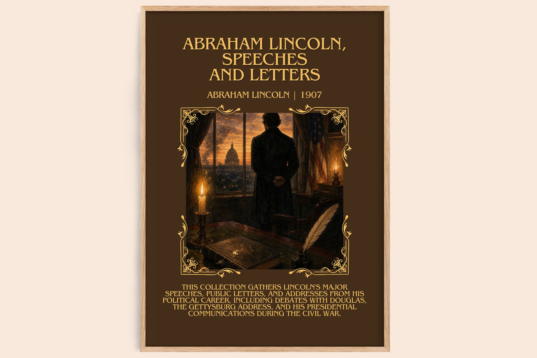 Abraham Lincoln, Speeches And Letters Minimalist Book Poster by Abraham Lincoln