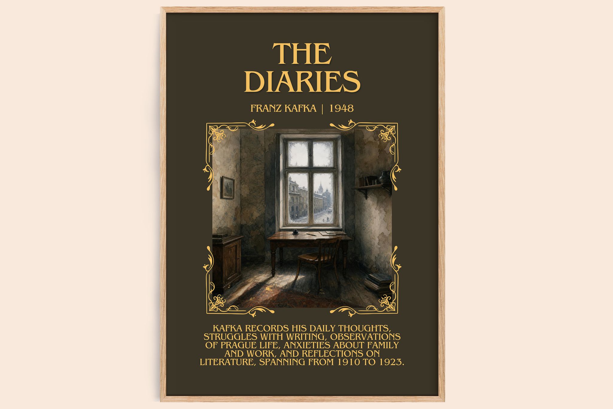 The Diaries Minimalist Book Poster by Franz Kafka