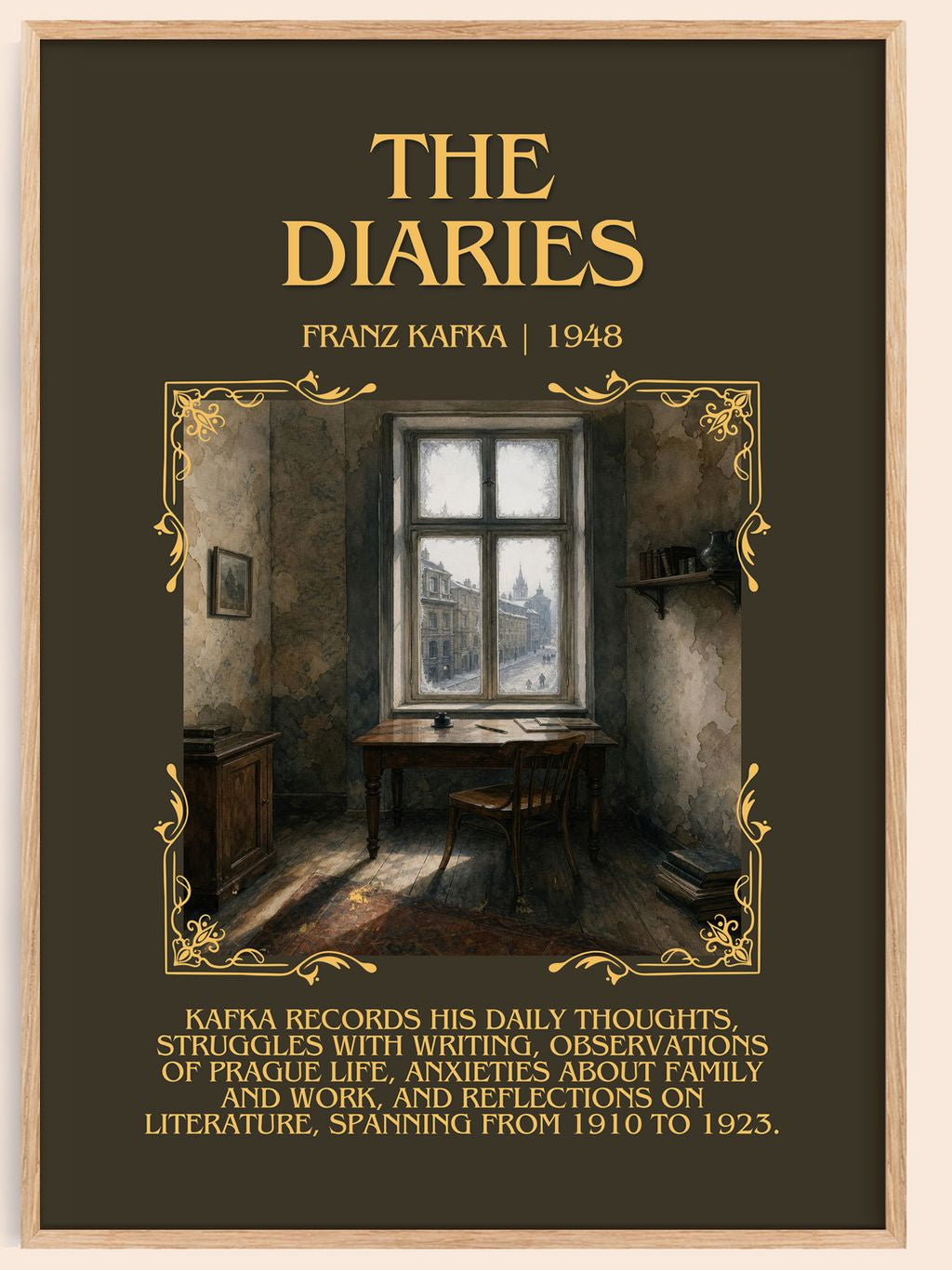 The Diaries Minimalist Book Poster by Franz Kafka – book poster