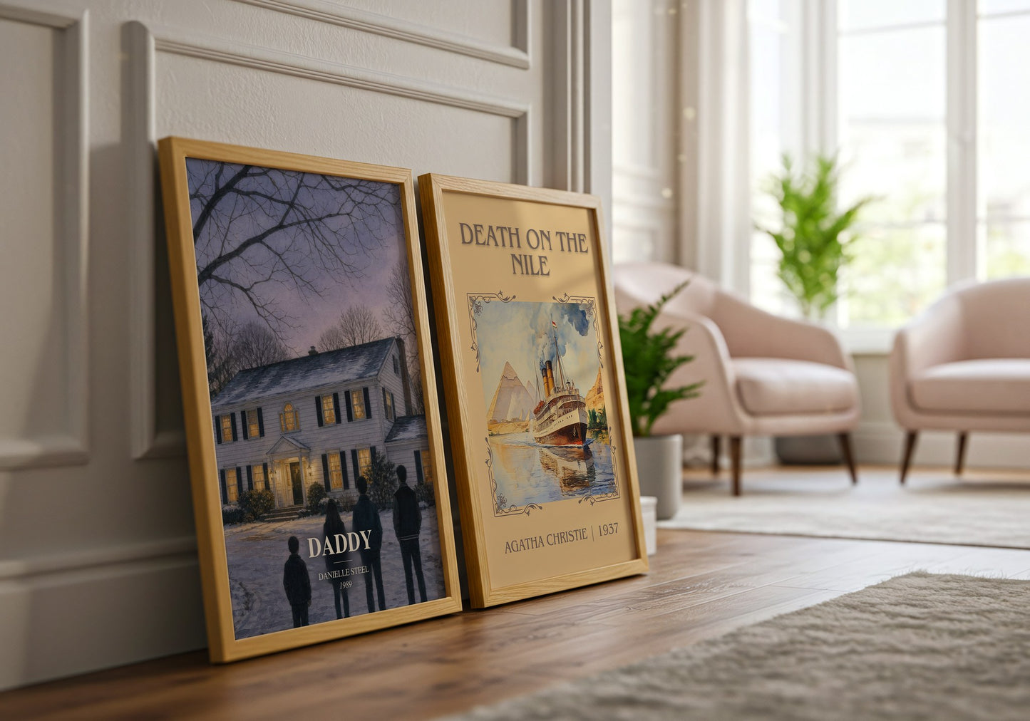 Daddy watercolour print framed by window – literary home decor