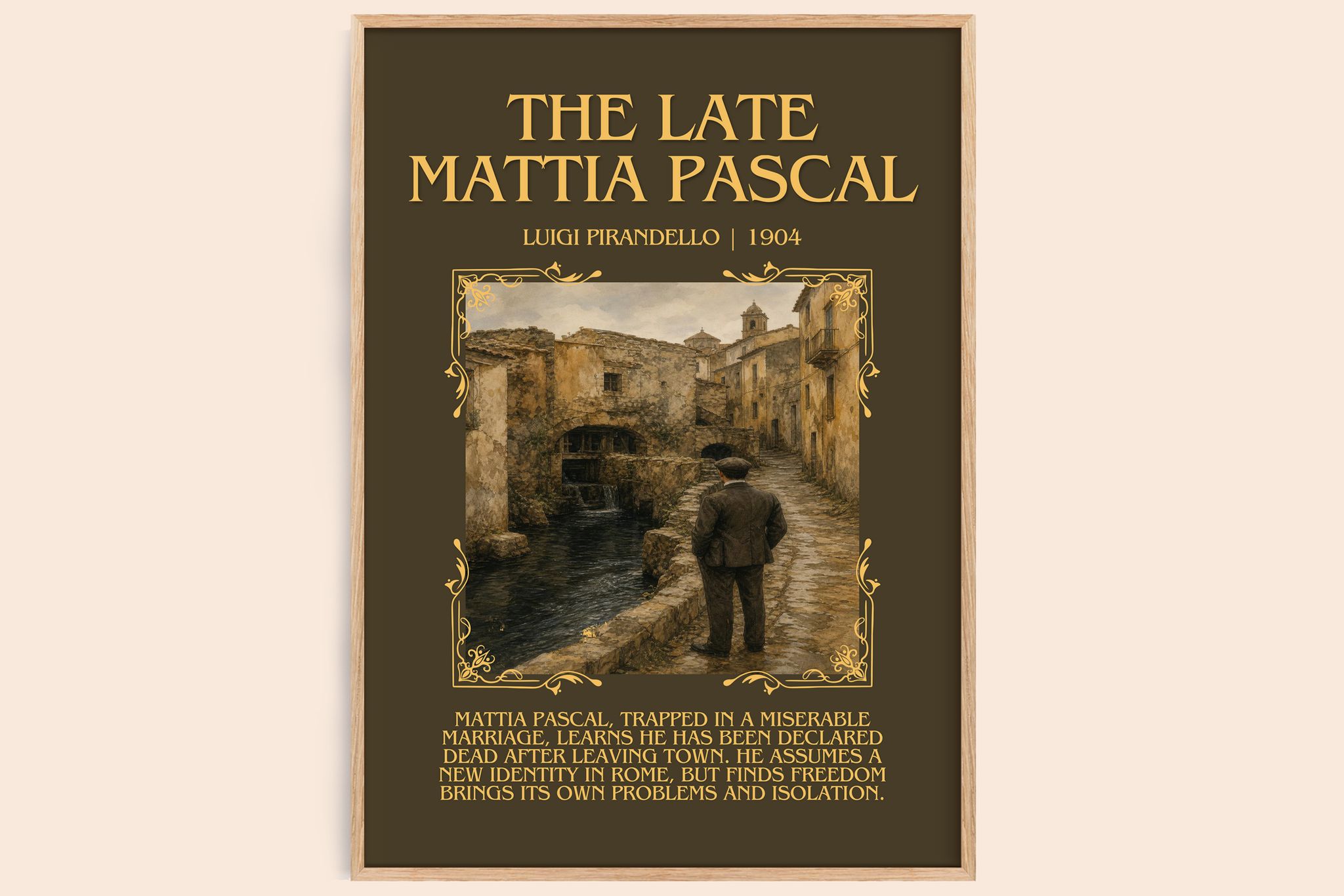 The Late Mattia Pascal Minimalist Book Poster by Luigi Pirandello