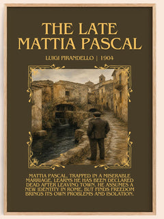 The Late Mattia Pascal Minimalist Book Poster by Luigi Pirandello – book poster