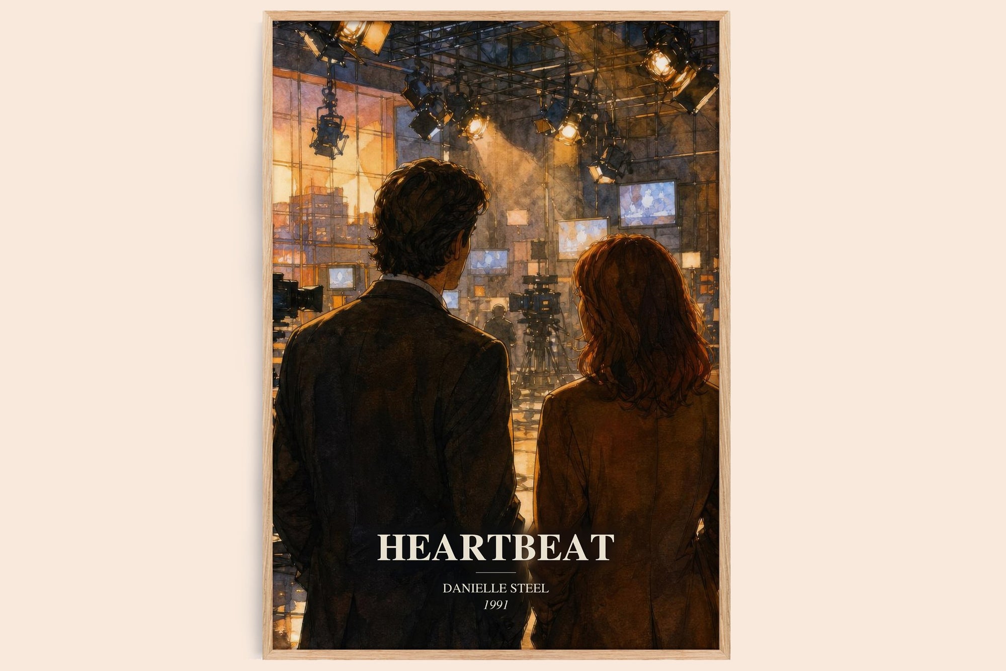Heartbeat watercolour book poster by Danielle Steel – framed literary art print