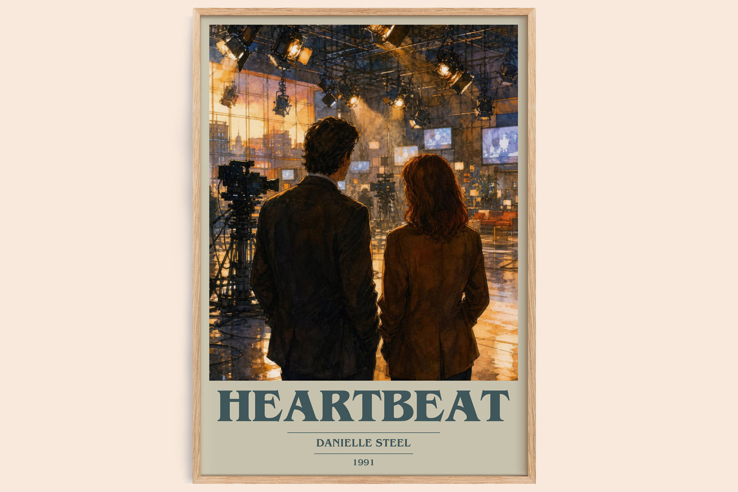 Heartbeat book cover book poster by Danielle Steel – framed literary art print