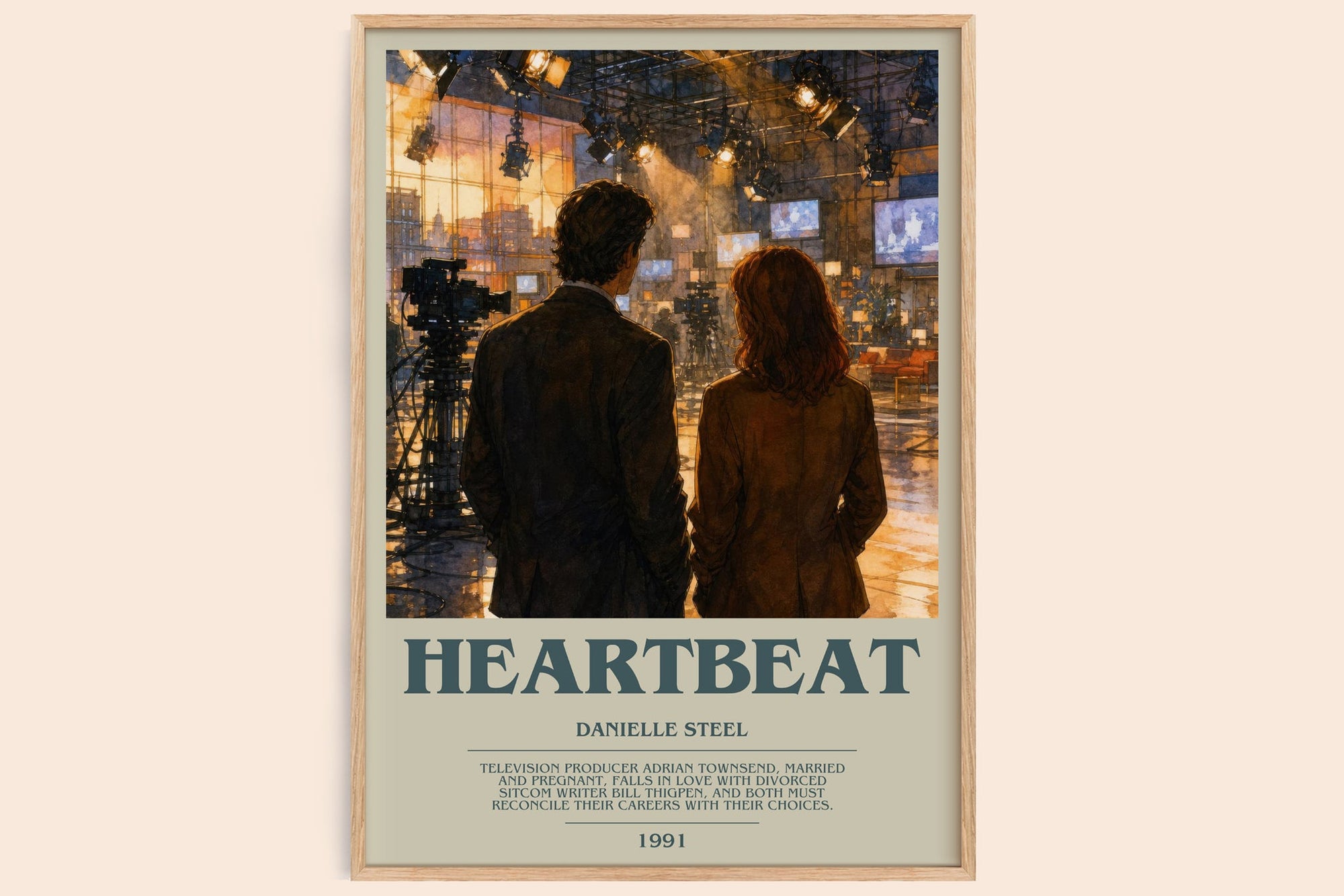Heartbeat bookish book poster by Danielle Steel – framed literary art print