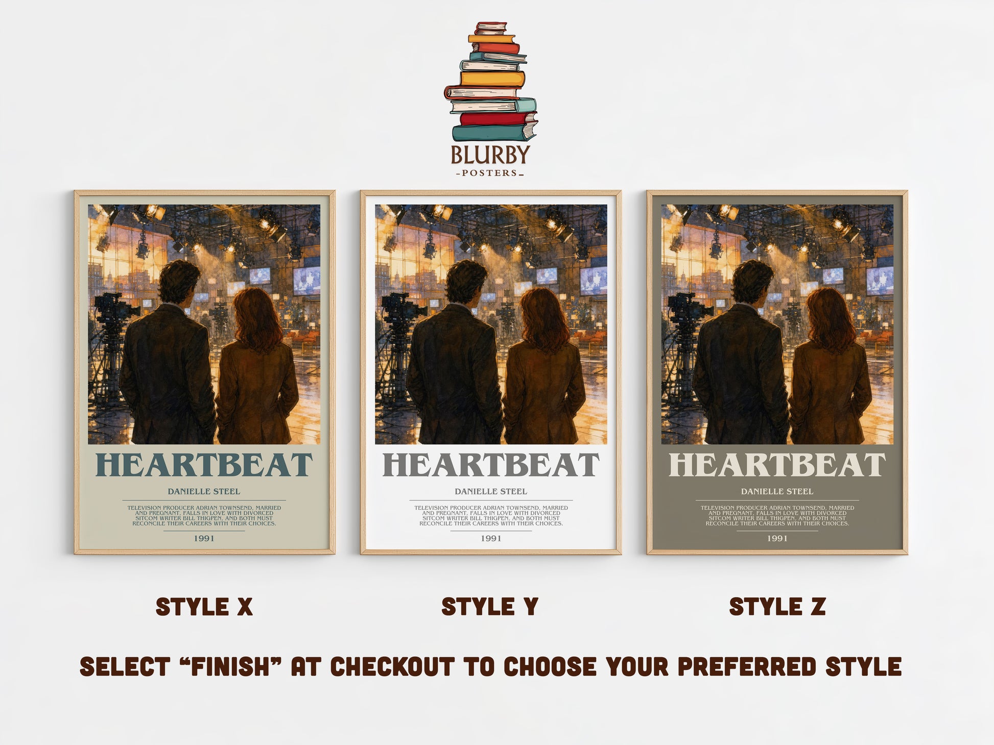 Heartbeat bookish print in frame leaning in hallway – romance wall art