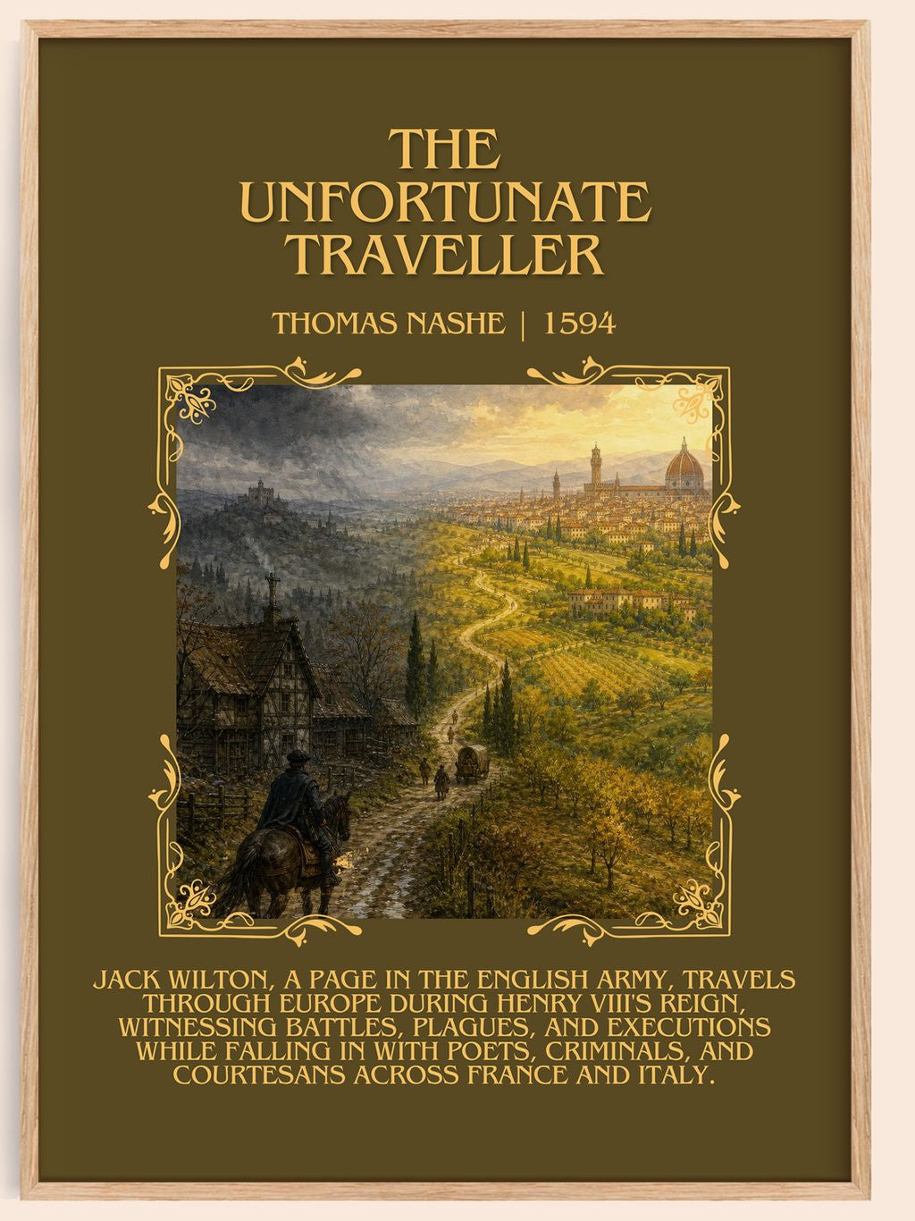 The Unfortunate Traveller Minimalist Book Poster by Thomas Nashe – book poster