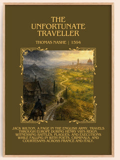 The Unfortunate Traveller Minimalist Book Poster by Thomas Nashe – book poster