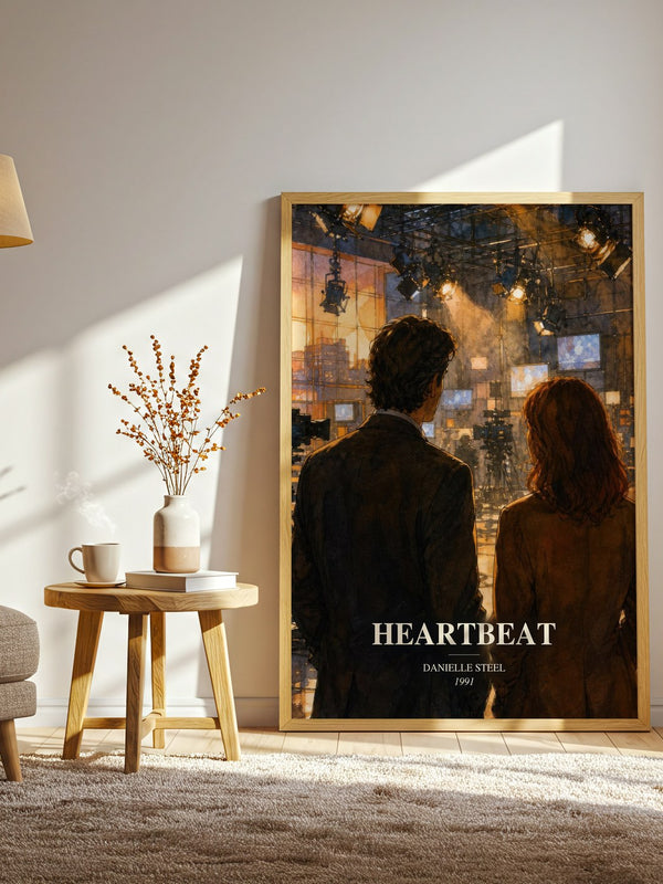 Heartbeat watercolour print in frame leaning in hallway – romance wall art