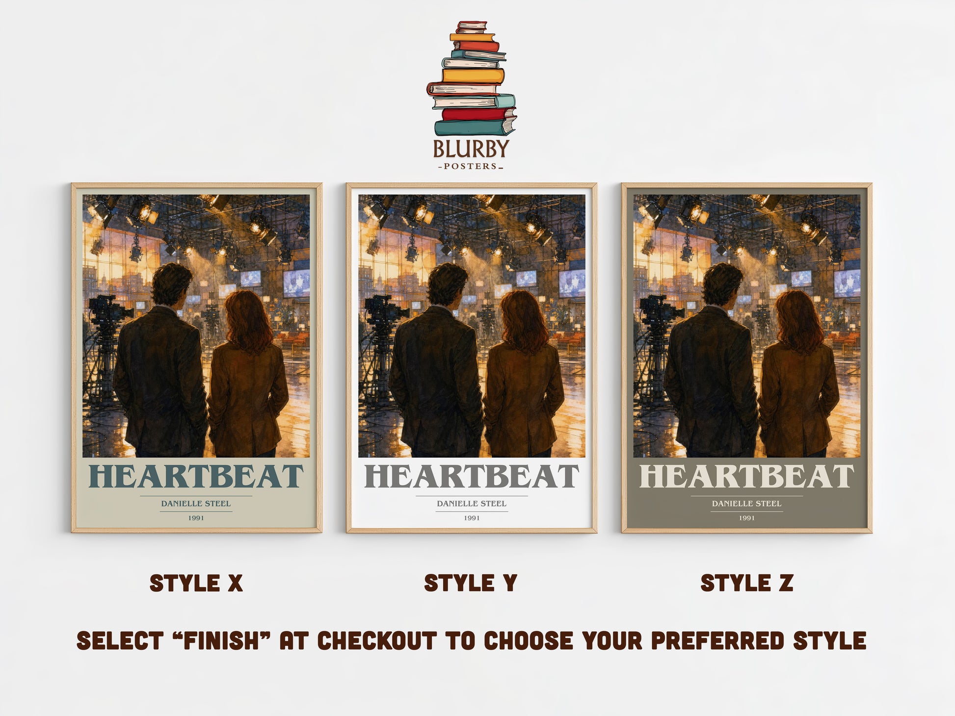 Heartbeat book cover print in frame leaning in hallway – romance wall art