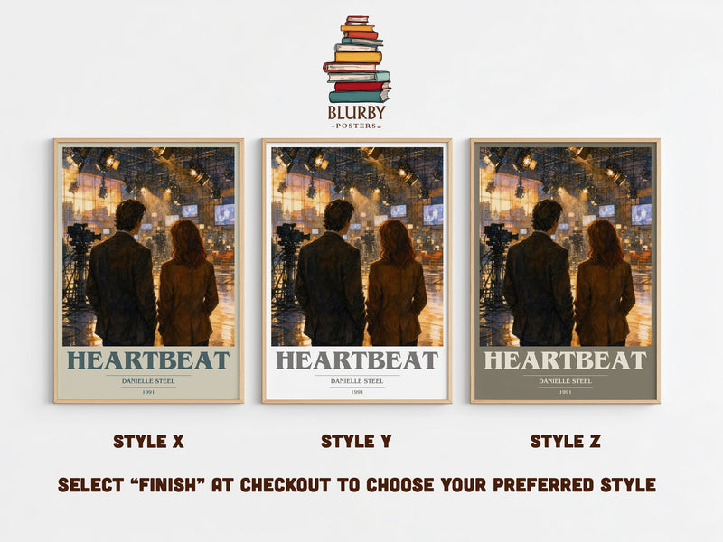 Heartbeat book cover print in frame leaning in hallway – romance wall art