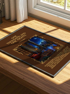 One Thousand and One Nights Minimalist Book Poster by Unknown – print on a sunlit desk