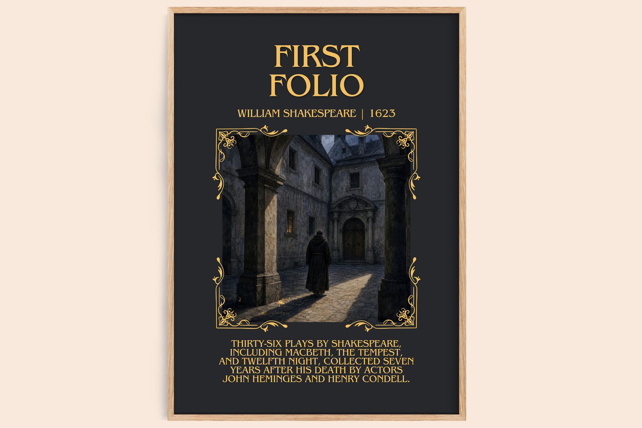 First Folio Minimalist Book Poster by William Shakespeare