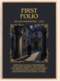 First Folio Minimalist Book Poster by William Shakespeare – book poster