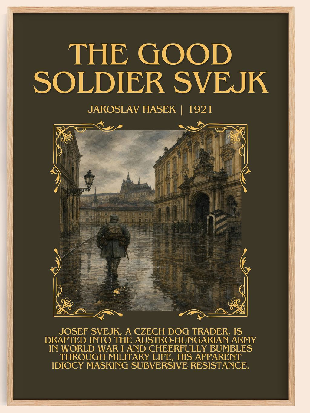 The Good Soldier Švejk Minimalist Book Poster by Jaroslav Hašek – book poster