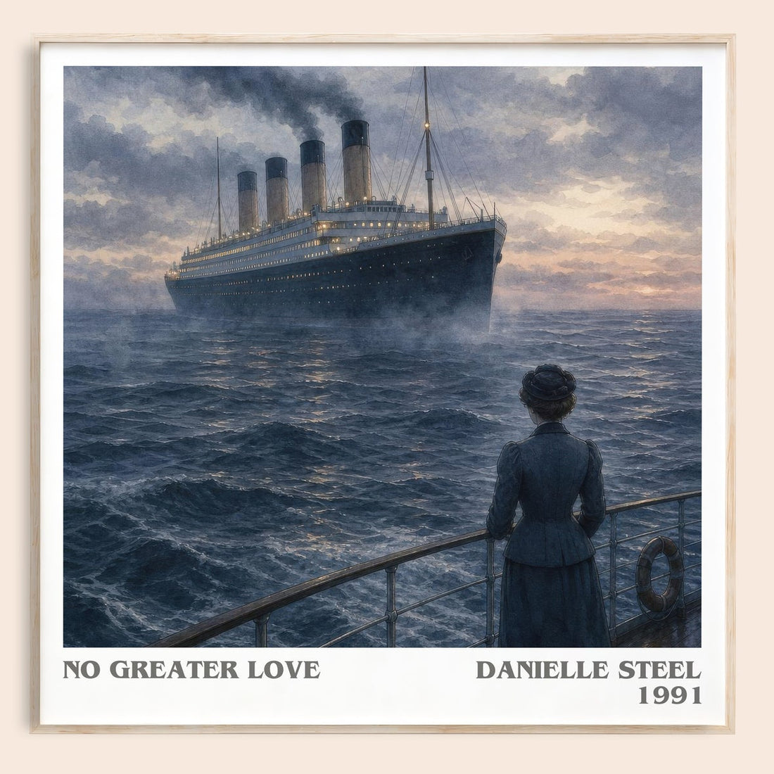 No Greater Love literary book poster by Danielle Steel – framed literary art print