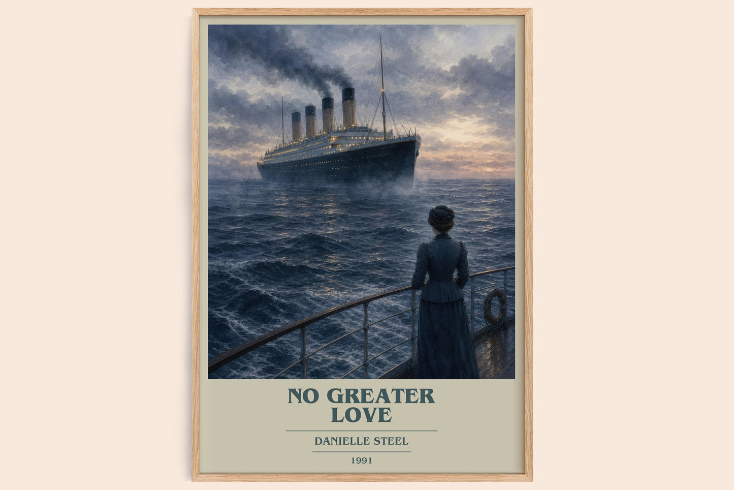 No Greater Love book cover book poster by Danielle Steel – framed literary art print