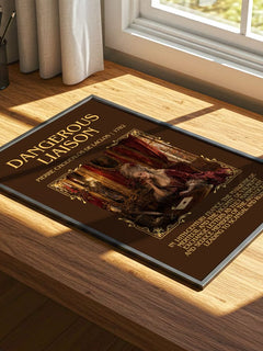 Dangerous Liaison Minimalist Book Poster by Pierre Choderlos de Laclos – print on a sunlit desk