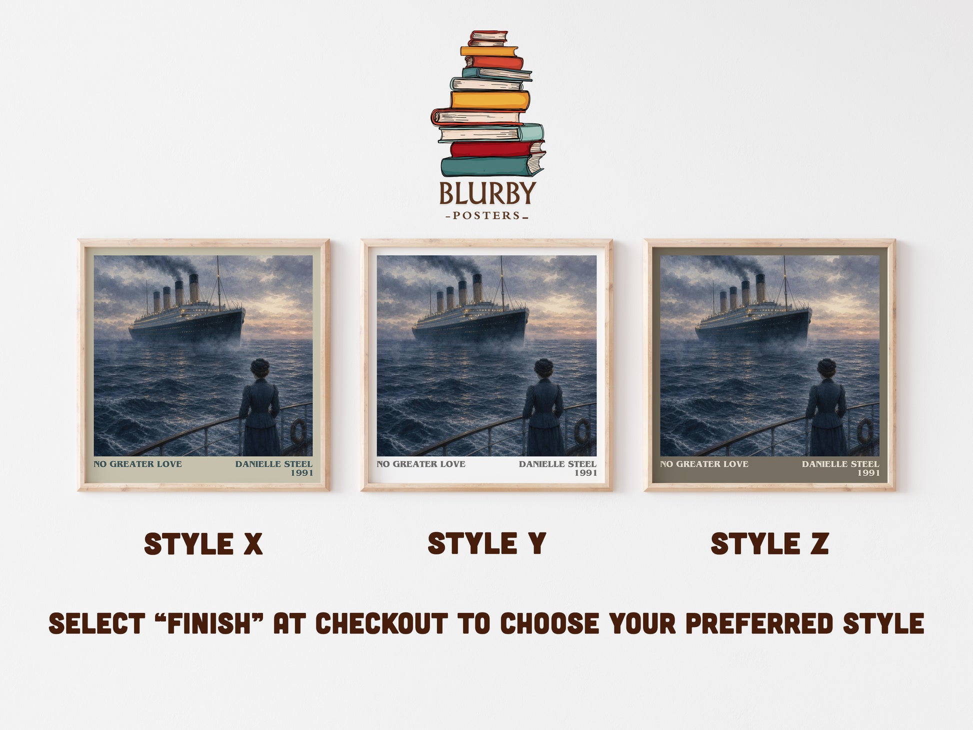 No Greater Love literary print in frame leaning in hallway – romance wall art