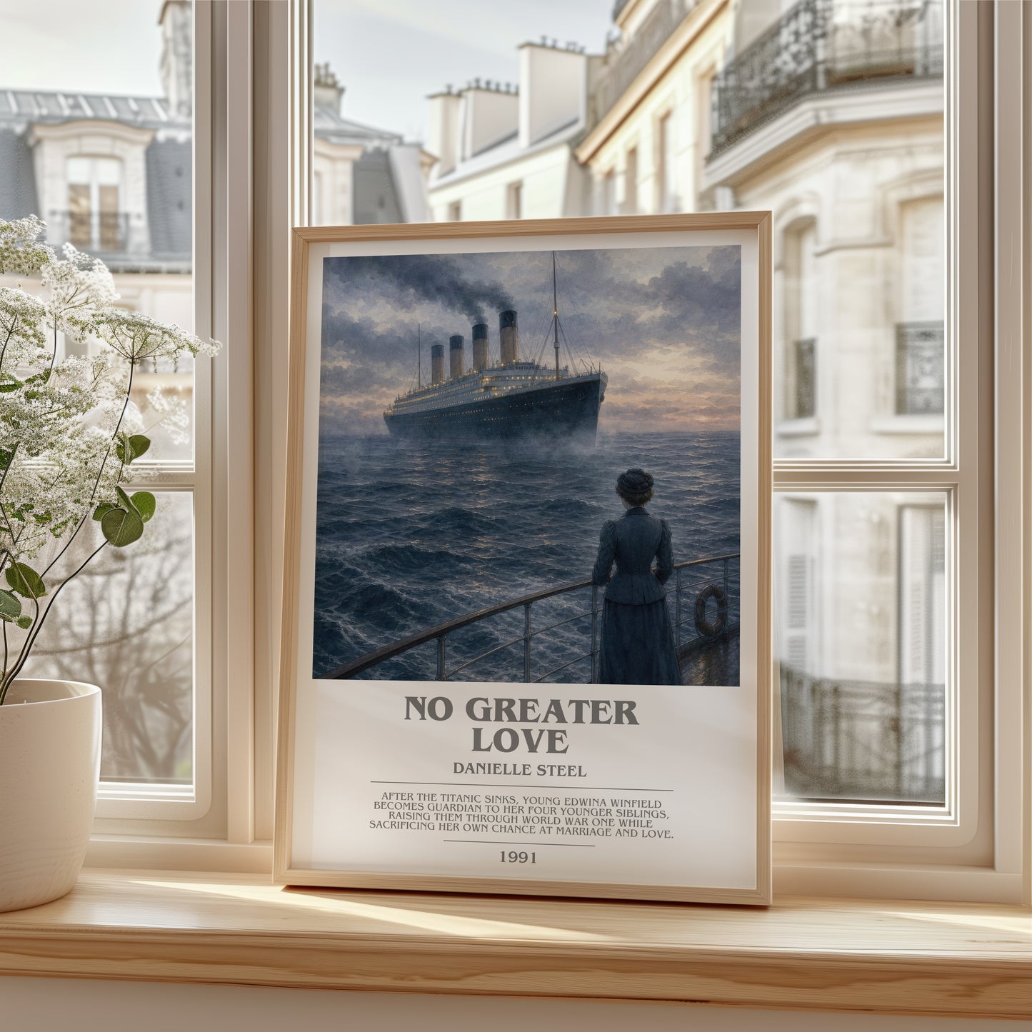 No Greater Love bookish poster colour and style options – Danielle Steel book art
