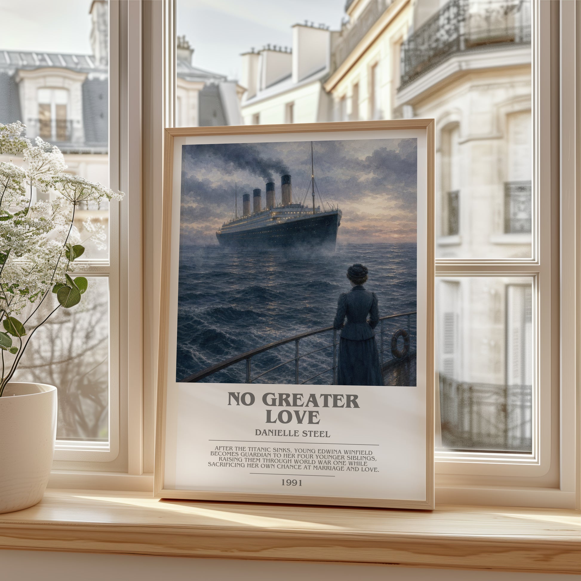 No Greater Love bookish poster colour and style options – Danielle Steel book art