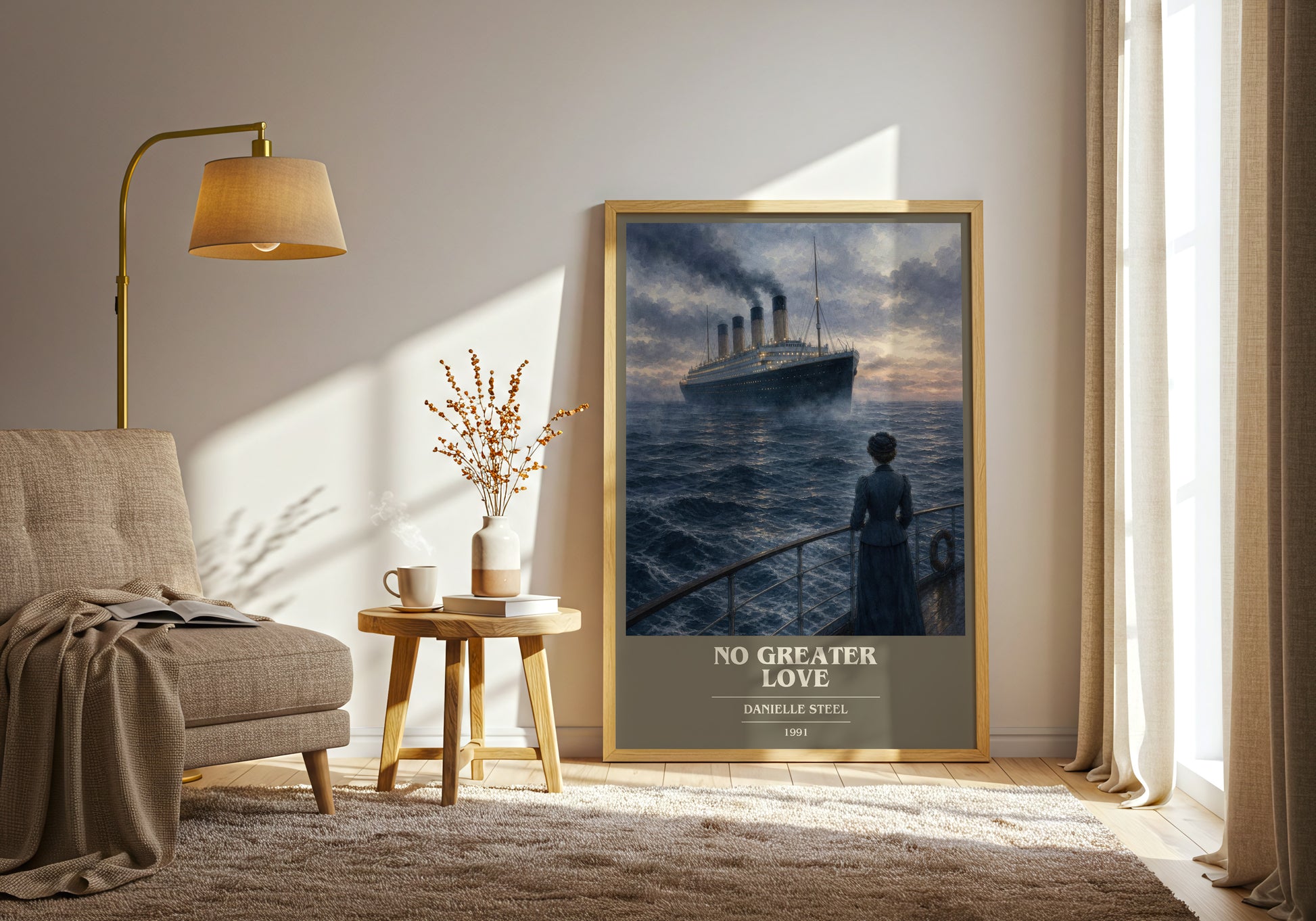 No Greater Love book cover print on bookshelf – Danielle Steel fan gift