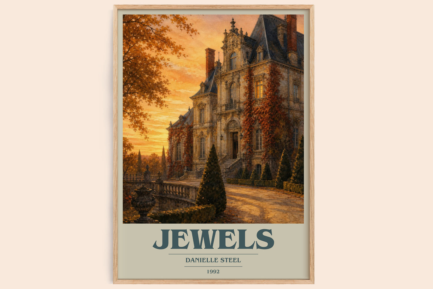 Jewels book cover book poster by Danielle Steel – framed literary art print