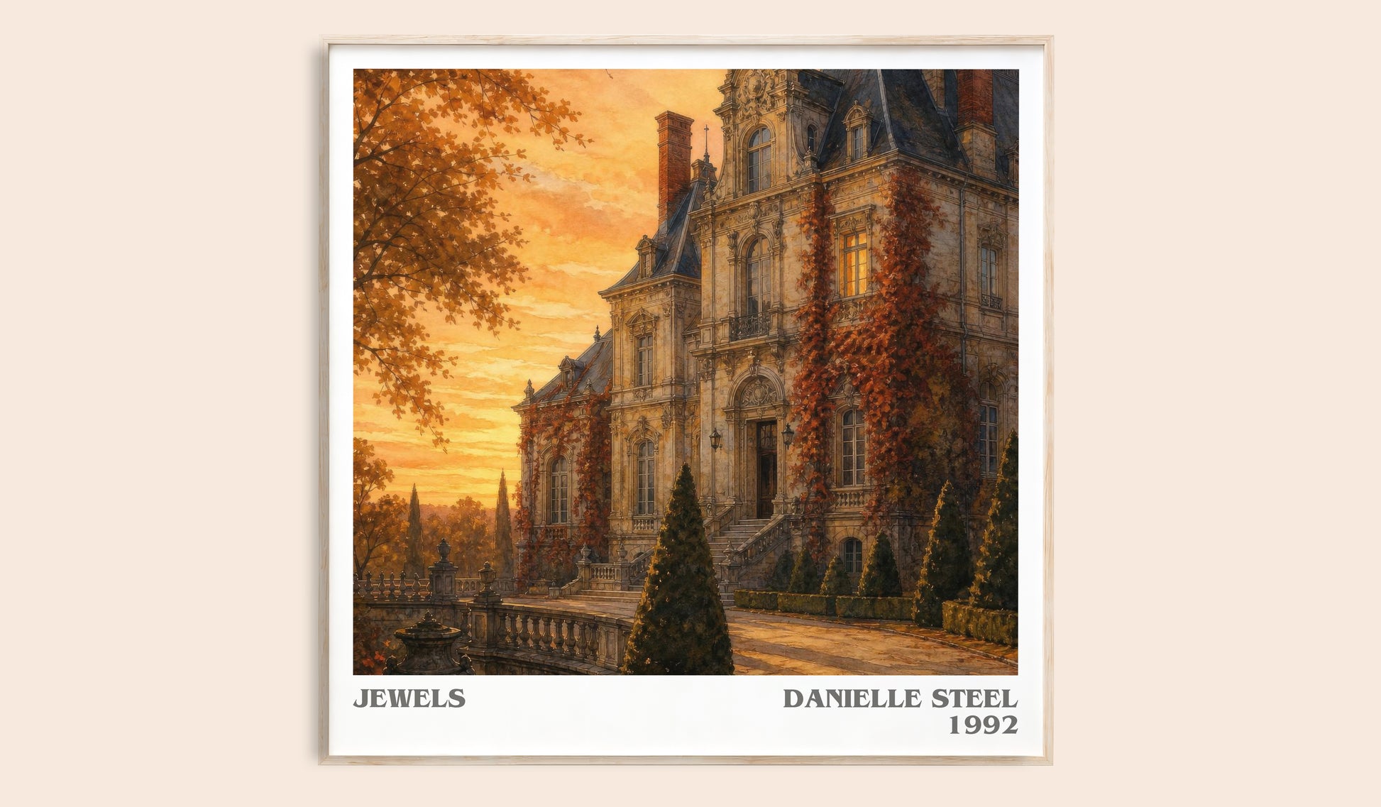 Jewels literary book poster by Danielle Steel – framed literary art print