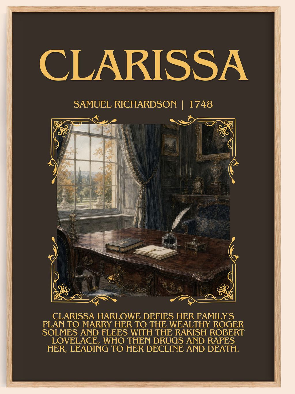 Clarissa Minimalist Book Poster by Samuel Richardson – book poster