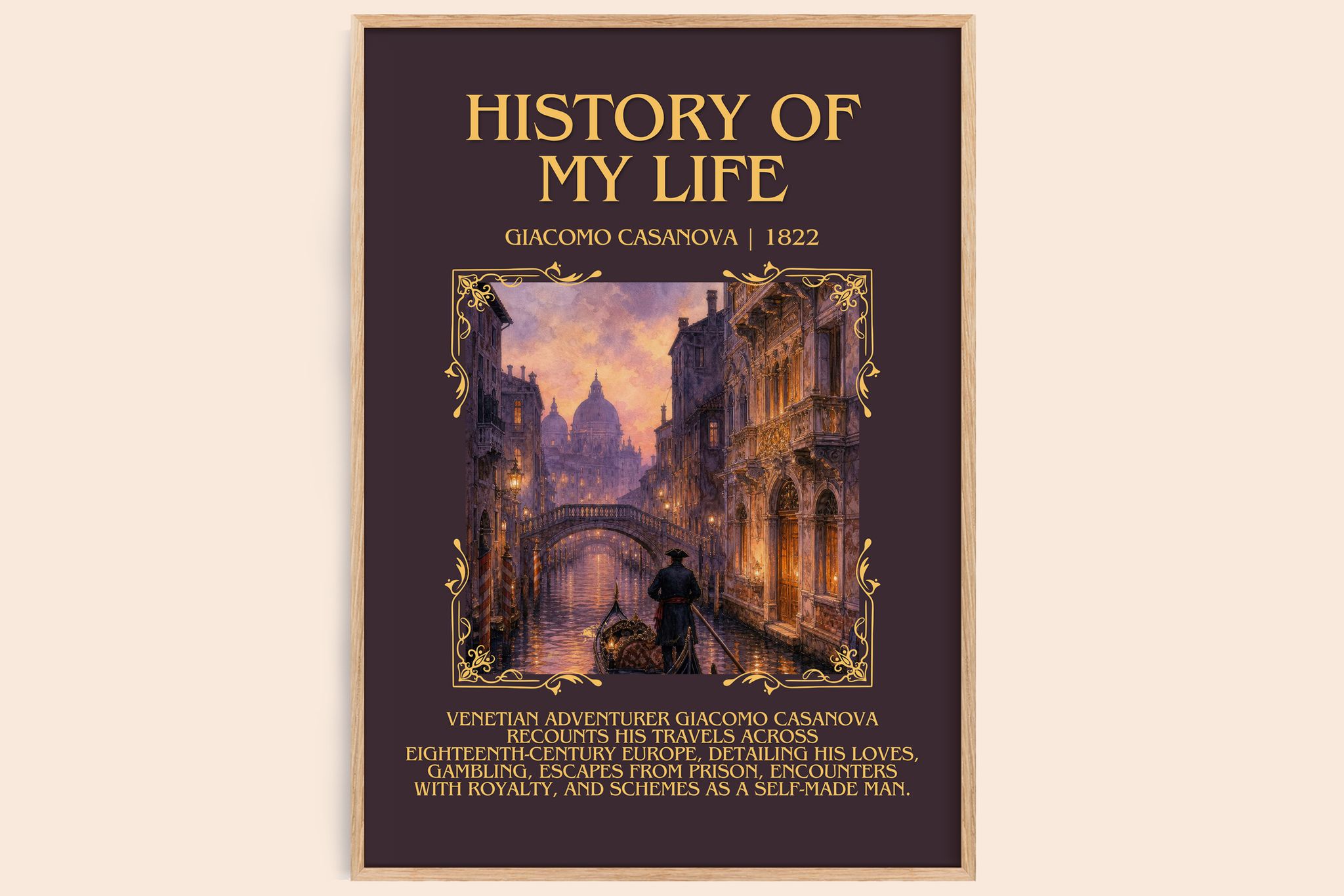 History of My Life Minimalist Book Poster by Giacomo Casanova