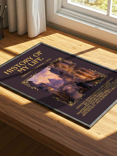 History of My Life Minimalist Book Poster by Giacomo Casanova – print on a sunlit desk