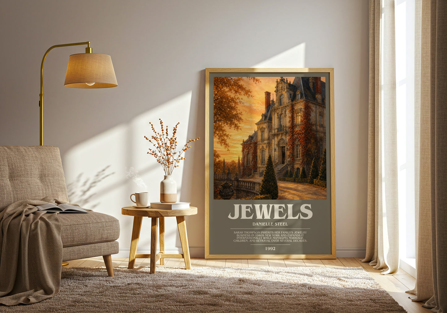Jewels bookish print on bookshelf – Danielle Steel fan gift