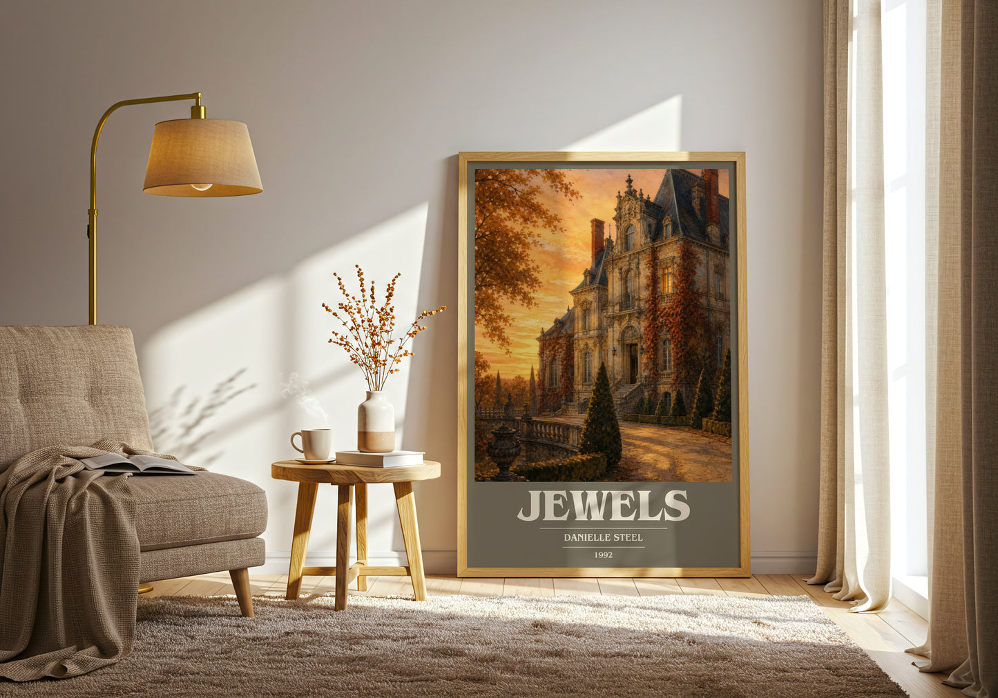 Jewels book cover print on bookshelf – Danielle Steel fan gift