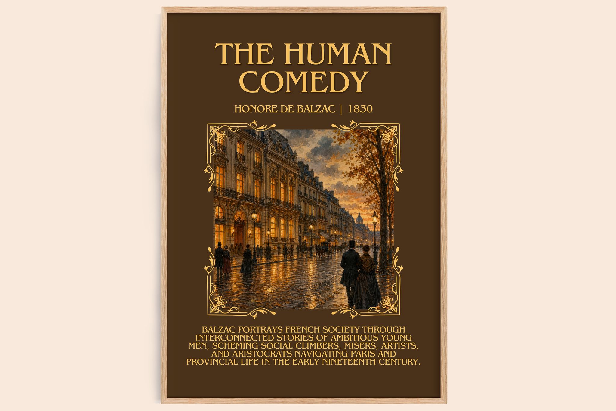 The Human Comedy Minimalist Book Poster by Honoré de Balzac