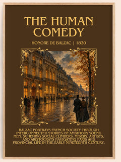 The Human Comedy Minimalist Book Poster by Honoré de Balzac – book poster