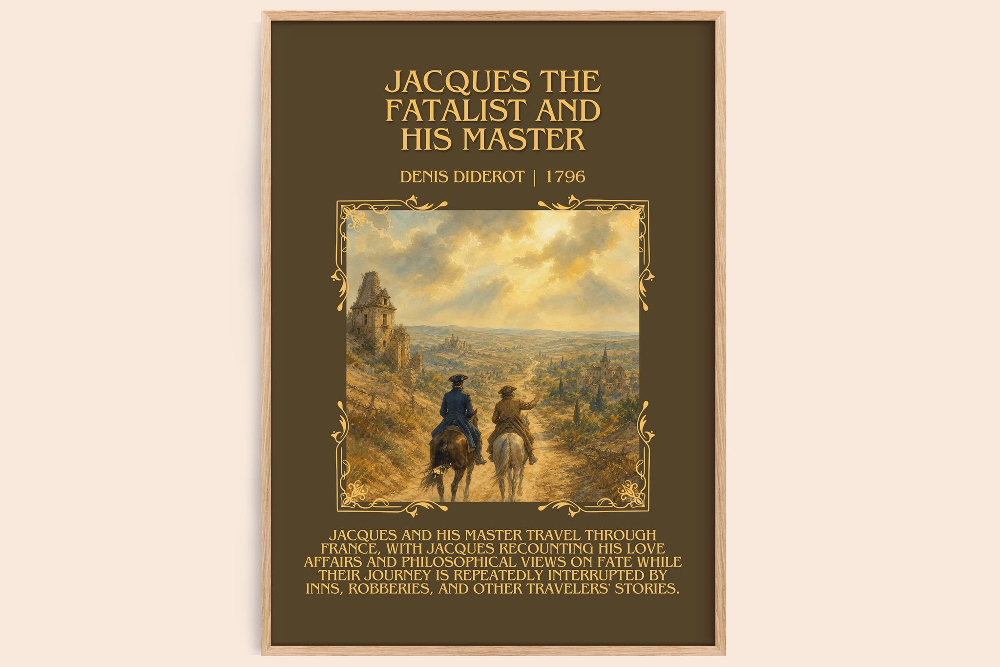 Jacques the Fatalist and His Master Minimalist Book Poster by Denis Diderot